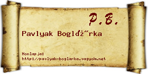 Pavlyak Boglárka névjegykártya